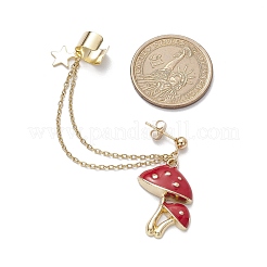 Серьги-гвоздики из эмалированного сплава с грибами EJEW-JE05825