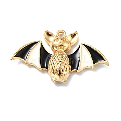 ハロウィンアロイエナメルペンダント  バット  ゴールドカラー  26x40x6mm  穴：2mm  10個/袋&nbsp;FIND-G021-A01-G
