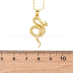 Collane a catena con ciondolo a forma di serpente in ottone per donna&nbsp;NJEW-S438-01A-G
