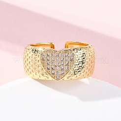 Латунные кольца из манжеты с прозрачным цирконием&nbsp;RJEW-U047-18G