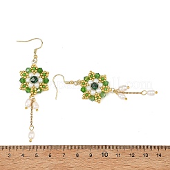 Boucles d'oreilles pendantes en acier inoxydable 304 avec perles de verre&nbsp;EJEW-MZ00808