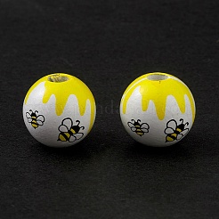 Набивные европейские бусины из натурального дерева WOOD-C015-09B