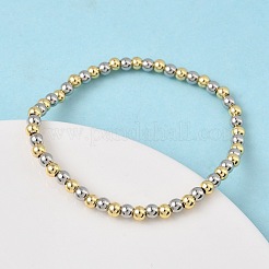 Латунные круглые браслеты из бисера для мужчин и женщин BJEW-B148-05B-GP