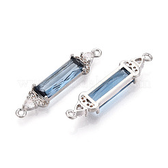 Подвески-коннекторы из латуни с микропаве из прозрачного кубического циркония и стекла&nbsp;KK-T076-02P