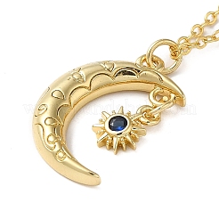 Collier pendentif croissant de lune en laiton doré avec strass&nbsp;NJEW-Z015-01B-G
