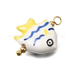 Pendentifs en porcelaine céramique peints à la main sur le thème de l'océan&nbsp;PR-CBA0027-05G-07