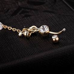 Ювелирные изделия для пирсинга настоящее 18k позолоченные латунные стразы бантом пупка AJEW-EE0001-67