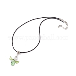 Ожерелья с подвеской в виде крыла ангела из стеклянных бус NJEW-MZ00090-05