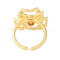 Anelli per polsini aperti con strass in ottone e ragno di halloween&nbsp;RJEW-S419-01G-01