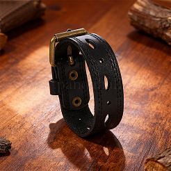 Bracelets en cordon de cuir de vachette allié pour femmes et hommes&nbsp;BJEW-WH20007-15C