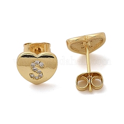 Orecchini a bottone con micro pavé di zirconi chiari in ottone placcato cremagliera&nbsp;EJEW-K299-01G-S