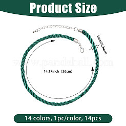 14 шт. 14-цветный полиэстеровый витой шнур для изготовления ожерелья&nbsp;NJEW-PH01636