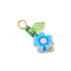 Подвески из полимерной глины с цветочным принтом ручной работы PALLOY-MZ00802