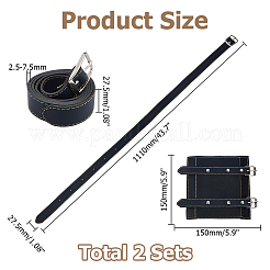 中世のPUレザー剣ホルダーベルト  合金の留め金付き  プラチナ  ブラック  1110x27.5x2.5~7.5mm&nbsp;AJEW-WH0871-64B