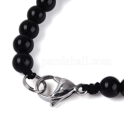 Colliers de perles rondes et coniques en onyx noir naturel (teint et chauffé)&nbsp;NJEW-N064-03B