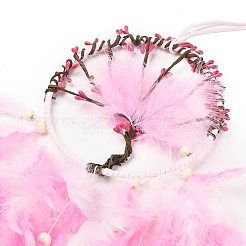 Тканая паутина/сетка с подвесными украшениями из перьев HJEW-G025-10