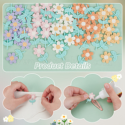 50 Stück Kostümzubehör mit Blumenstickerei aus Polyester in 5 Farben&nbsp;DIY-FG0006-92