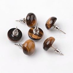 Demi-dôme rond tigre naturel haras des yeux boucles d'oreilles&nbsp;EJEW-L171-01
