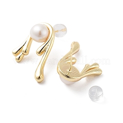 Серьги-гвоздики из натурального жемчуга EJEW-P256-72G