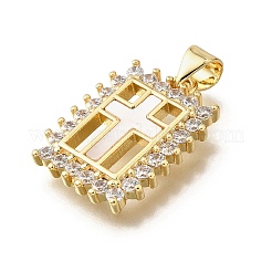 Подвески в форме ракушек из латуни с микропаве и кубическим цирконием KK-D328-14G