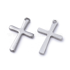 変色しにくい304ステンレススチールペンダント  レーザー切断  クロス  ステンレス鋼色  15.5x9.5x1mm  穴：1mm&nbsp;X-STAS-E466-19P