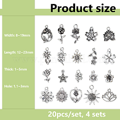 4 комплект подвесок из сплава в тибетском стиле&nbsp;TIBEP-DC0001-51