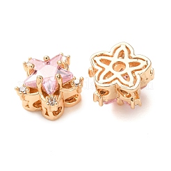 Perles de zircone cubique rose en laiton micro-pavé&nbsp;CU-CBAEC99-34G-01