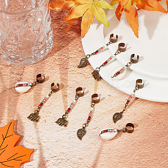 Подвески для волос в тибетском стиле из сплава и раковины каури OHAR-AB00016