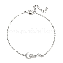Pulseras de eslabones de estrella y luna con microengaste de circonitas cúbicas transparentes&nbsp;KK-CBA6980-25P