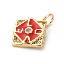 Подвески из латуни с микропаве из кубического циркония и эмали&nbsp;KK-Q098-04G-A