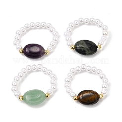 Кольца из искусственного жемчуга из АБС-пластика для женщин&nbsp;RJEW-JR00912