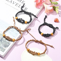 4шт 2 цвета регулируемый плетеный вощеный шнур макраме мешочек браслет изготовление&nbsp;MAK-CJ0001-18