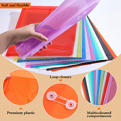 36個 12色長方形PPプラスチックファイルポケット  フォルダーバッグ  事務用品  ミックスカラー  330x248~250x0.7~2mm  3個/カラー&nbsp;AJEW-WA0004-67