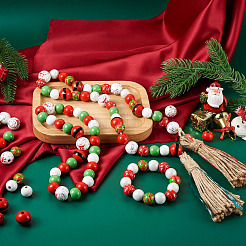 9 стиль расписные рождественские бусины из натурального дерева WOOD-CD0001-35
