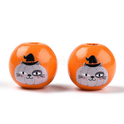 Тема Хэллоуина деревянные европейские бусы WOOD-N016-04K