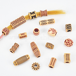 6 Beutel 2 Stil Kunststoff Holzimitat Dreadlocks Perlen Haarschmuck&nbsp;OHAR-NB0001-29