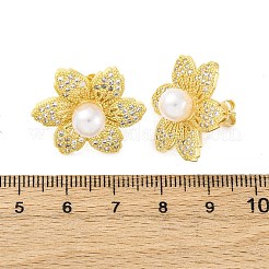 Серьги-гвоздики из латуни с микро-паве и прозрачным фианитом EJEW-H158-04G