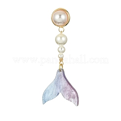 Boucles d'oreilles pendantes en perles de coquillage et acétate de cellulose (résine)&nbsp;EJEW-TA00279