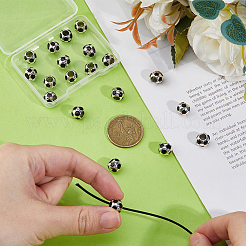 20 Stück Legierung schwarz Emaille Sport Ball europäischen Perlen&nbsp;ENAM-HS0001-02
