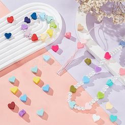 96 шт. 24-х цветные бусины в форме сердца из пищевого экологически чистого силикона&nbsp;SIL-PH0001-30