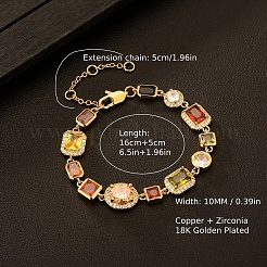 Латунные браслеты-цепочки с разноцветными кубическими цирконами IX3096