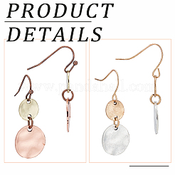 2 пара 2-цветных ретро двухцветных плоских круглых висячих серег из сплава для женщин EJEW-AN0002-40