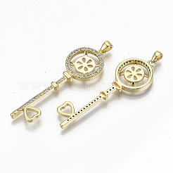 Латунные микропаве прозрачные подвески с фианитом&nbsp;KK-T062-27G-NF