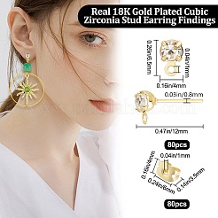 80 шт. латунные серьги-гвоздики&nbsp;KK-BBC0007-17