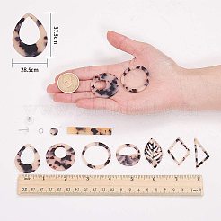 DIYピアス作り  セルロースアセテート（樹脂）ペンダント付き  304ステンレススチールイヤリング金具  真鍮製のピアスキャッチと鉄の丸カン  アンティークホワイト&nbsp;DIY-SC0008-48P