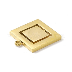 304ステンレススチール製回転式ペンダント  スクエアチャーム  ゴールドカラー  25.5x21.5x2mm  穴：2.5mm&nbsp;STAS-G297-11G