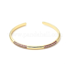 Браслет-манжета с фиалково-красным кубическим цирконием среднего размера BJEW-J165-09G