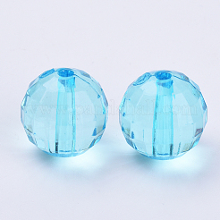 透明なアクリルビーズ  多面カット  ラウンド  ディープスカイブルー  8x8mm  穴：1.5mm  約177個/50g&nbsp;X-TACR-Q254-8mm-V40
