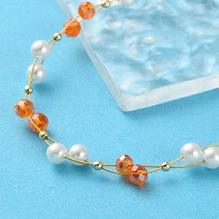 Браслеты из искусственного жемчуга и стеклянных бусин для женщин BJEW-S157-06L