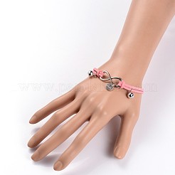 Pelle cavo di collegamento in ottone infinito bracciali&nbsp;BJEW-JB01952-02